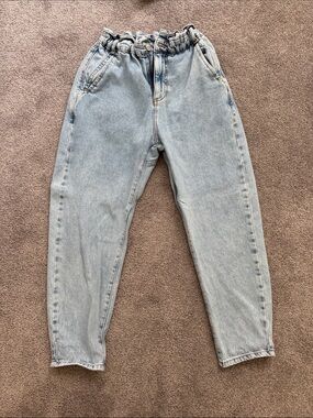 Light Wash Paperbag Waist Jeans